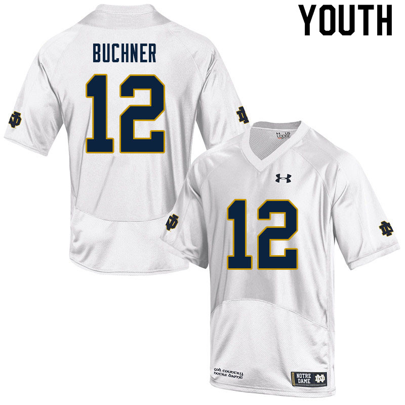 Youth #12 Tyler Buchner Notre Dame Fighting Irish College Football Jerseys Sale-White - Click Image to Close